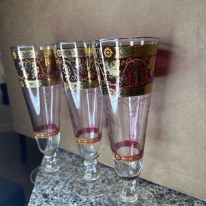 Elegant Gold and purple Decorative Glass Set